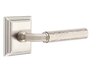 Emtek R-Bar Hammered Door Lever with Wilshire Rosette