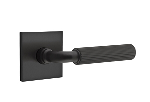 Emtek R-Bar Straight Knurled Door Lever with Square Rosette