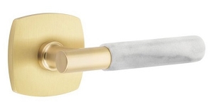 Emtek White Marble T-Bar Style Door Lever with Urban Modern Rosette 