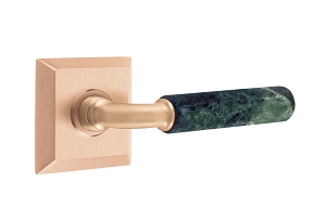 Emtek Green Marble R-Bar Style Door Lever with Quincy Rosette   
