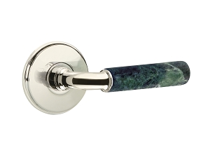 Emtek Green Marble R-Bar Style Door Lever with Watford Rosette 