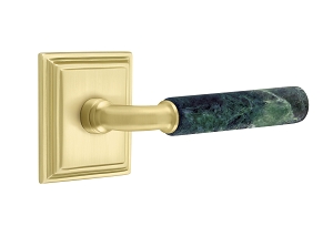 Emtek Green Marble R-Bar Style Door Lever with Wilshire Rosette  