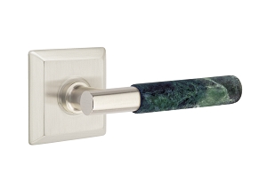 Emtek Green Marble T-Bar Style Door Lever with Quincy Rosette  