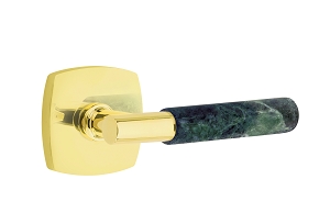 Emtek Green Marble T-Bar Style Door Lever with Urban Modern Rosette  
