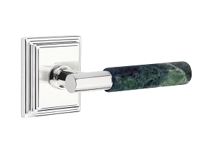 Emtek Green Marble T-Bar Style Door Lever with Wilshire Rosette   