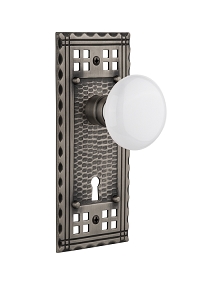 Nostalgic Warehouse Craftsman Plate and White Porcelain Knob - Mortise Lock