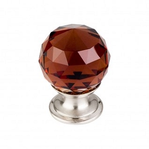 Top Knobs TK121BSN Wine Crystal Knob 1 1/8 Inch Brushed Satin Nickel