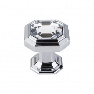 Top Knobs TK390PC Chareau Crystal Emerald Knob 1 1/8 Inch Polished Chrome