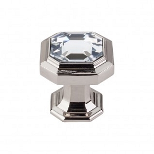 Top Knobs TK390PN Chareau Crystal Emerald Knob 1 1/8 Inch Polished Nickel