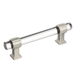 Amerock Glacio 3-3/4 Inch cc Cabinet Pull Clear/Satin Nickel