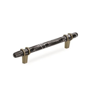 Amerock Carrione 5-1/16 Inch cc Cabinet Pull Marble Black/Golden Champagne