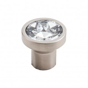 Top Knobs TK735BSN Wentworth 1 inch Clear Crystal Cabinet Knob Brushed Satin Nickel