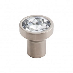 Top Knobs TK736BSN Wentworth 1 3/16 inch Clear Crystal Cabinet Knob Brushed Satin Nickel