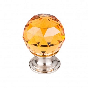 Top Knobs TK111BSN Amber Crystal Knob 1 1/8 Inch Brushed Satin Nickel