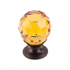 Top Knobs TK111ORB Amber Crystal Knob 1 1/8 Inch Oil Rubbed Bronze