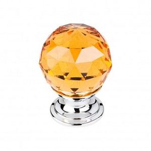 Top Knobs TK111PC Amber Crystal Knob 1 1/8 Inch Polished Chrome
