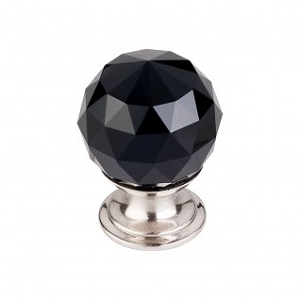 Top Knobs TK115BSN Black Crystal Knob 1 1/8 Inch Brushed Satin Nickel