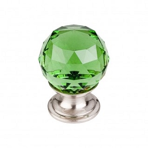 Top Knobs TK119BSN Green Crystal Knob 1 1/8 Inch Brushed Satin Nickel
