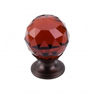 Top Knobs TK121ORB Wine Crystal Knob 1 1/8 Inch Oil Rubbed Bronze