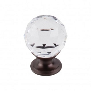 Top Knobs TK125ORB Clear Crystal Knob 1 1/8 Inch Oil Rubbed Bronze