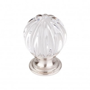 Top Knobs TK127BSN Clear Melon Crystal Knob 1 1/8 Inch Brushed Satin Nickel