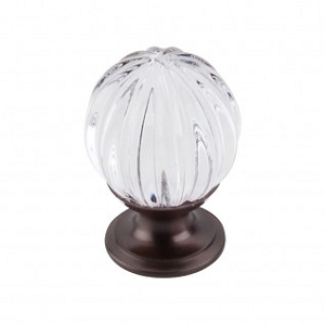 Top Knobs TK127ORB Clear Melon Crystal Knob 1 1/8 Inch Oil Rubbed Bronze