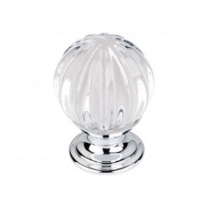 Top Knobs TK127PC Clear Melon Crystal Knob 1 1/8 Inch Polished Chrome