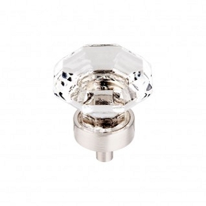 Top Knobs TK128BSN Clear Octagon Crystal Knob 1 3/8 Inch Brushed Satin Nickel