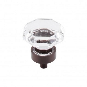 Top Knobs TK128ORB Clear Octagon Crystal Knob 1 3/8 Inch Oil Rubbed Bronze