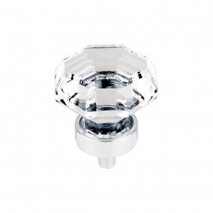 Top Knobs TK128PC Clear Octagon Crystal Knob 1 3/8 Inch Polished Chrome
