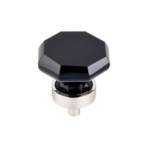 Top Knobs TK137BSN Black Octagon Crystal Knob 1 3/8 Inch Brushed Satin Nickel