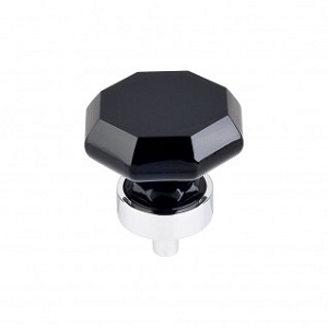 Top Knobs TK137PC Black Octagon Crystal Knob 1 3/8 Inch Polished Chrome
