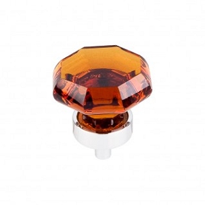 Top Knobs TK138PC Wine Octagon Crystal Knob 1 3/8 Inch Polished Chrome