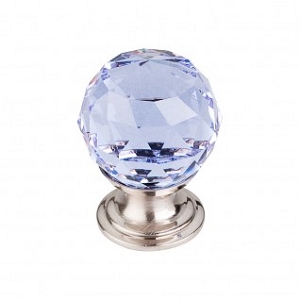 Top Knobs TK113BSN Light Blue Crystal Knob 1 1/8 Inch Brushed Satin Nickel