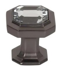 Top Knobs TK390AG Chareau Crystal Emerald Knob 1 1/8 Inch Ash Gray